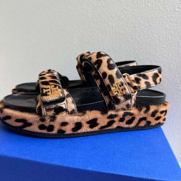 Tory Burch Kira Sport Double Strap Platform Sandal Leopard Size 8 - Picture 4 of 13